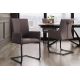 Scaune - Scaun cu brate, Metal, Piele Naturala, Gri Taupe, SAMSON A-45175 VC
