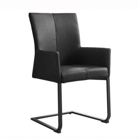 Scaune - Scaun cu brate, Metal, Piele Naturala, Negru, SAMSON A-45176 VC