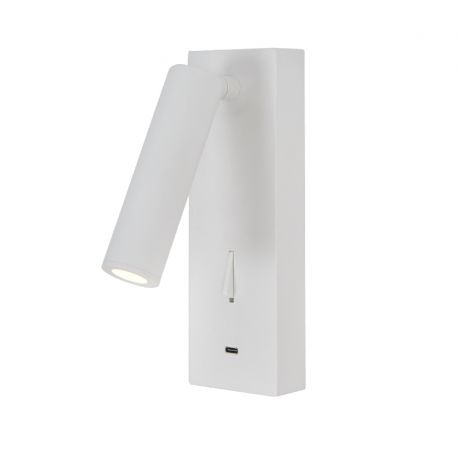 Aplice, corpuri de iluminat pentru pereti - Aplica de perete, Mufa USB, LED, Tarifa III alb MA-8984