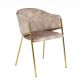 Seturi scaune, HoReCa - Set de 2 scaune aspect retro, Metal Auriu, Catifea Bej, NOBLESSE A-47582 VC