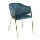 Set de 2 scaune aspect retro, Metal Auriu, Catifea Turcoaz, NOBLESSE A-47581 VC