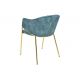 Seturi scaune, HoReCa - Set de 2 scaune aspect retro, Metal Auriu, Catifea Turcoaz, NOBLESSE A-47581 VC