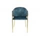 Seturi scaune, HoReCa - Set de 2 scaune aspect retro, Metal Auriu, Catifea Turcoaz, NOBLESSE A-47581 VC