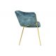 Seturi scaune, HoReCa - Set de 2 scaune aspect retro, Metal Auriu, Catifea Turcoaz, NOBLESSE A-47581 VC