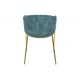 Seturi scaune, HoReCa - Set de 2 scaune aspect retro, Metal Auriu, Catifea Turcoaz, NOBLESSE A-47581 VC