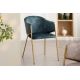Seturi scaune, HoReCa - Set de 2 scaune aspect retro, Metal Auriu, Catifea Turcoaz, NOBLESSE A-47581 VC