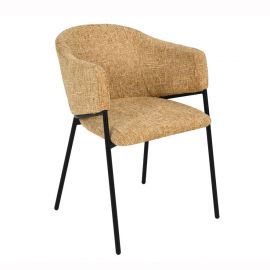 Seturi scaune, HoReCa - Set de 2 scaune aspect retro, Metal Negru, Chenille Galben, NOBLESSE A-47580 VC