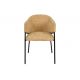 Seturi scaune, HoReCa - Set de 2 scaune aspect retro, Metal Negru, Chenille Galben, NOBLESSE A-47580 VC