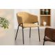 Seturi scaune, HoReCa - Set de 2 scaune aspect retro, Metal Negru, Chenille Galben, NOBLESSE A-47580 VC