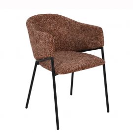 Seturi scaune, HoReCa - Set de 2 scaune aspect retro, Metal Negru, Chenille Maro, NOBLESSE A-47579 VC