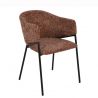 Set de 2 scaune aspect retro, Metal Negru, Chenille Maro, NOBLESSE A-47579 VC