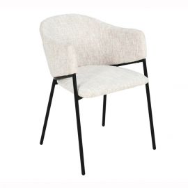 Seturi scaune, HoReCa - Set de 2 scaune aspect retro, Metal Negru, Chenille Bej, NOBLESSE A-47578 VC