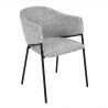 Set de 2 scaune aspect retro, Metal Negru, Chenille Gri, NOBLESSE A-47577 VC