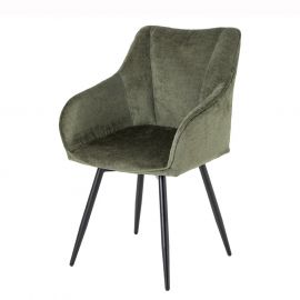 Seturi scaune, HoReCa - Set de 2 scaune pivotante, Metal Negru, Chenille Verde, AVIGNON A-46472 VC