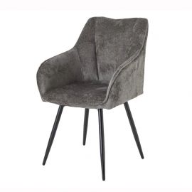 Seturi scaune, HoReCa - Set de 2 scaune pivotante, Metal Negru, Chenille Gri, AVIGNON A-46469 VC