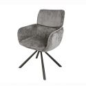 Set de 2 scaune pivotante, Metal Negru, Chenille Gri, UNIQUE A-46321 VC