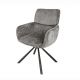 Set de 2 scaune pivotante, Metal Negru, Chenille Gri, UNIQUE A-46321 VC