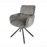 Set de 2 scaune pivotante, Metal Negru, Chenille Gri, UNIQUE A-46321 VC