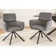 Seturi scaune, HoReCa - Set de 2 scaune pivotante, Metal Negru, Chenille Gri, UNIQUE A-46321 VC