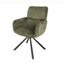 Set de 2 scaune pivotante, Metal Negru, Chenille Verde, UNIQUE A-46320 VC