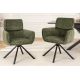 Seturi scaune, HoReCa - Set de 2 scaune pivotante, Metal Negru, Chenille Verde, UNIQUE A-46320 VC