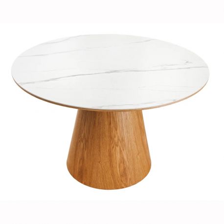 Mese dining - Masa rotunda, Ceramica Alba, Furnir Stejar, UNIQUE 120cm A-45143 VC