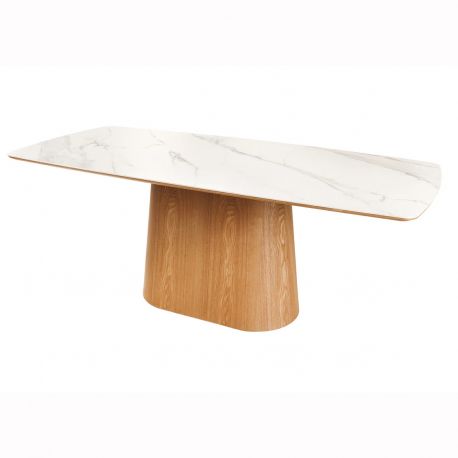 Mese dining - Masa sufragerie, Ceramica Alba, Furnir Stejar, UNIQUE 200cm A-45142 VC