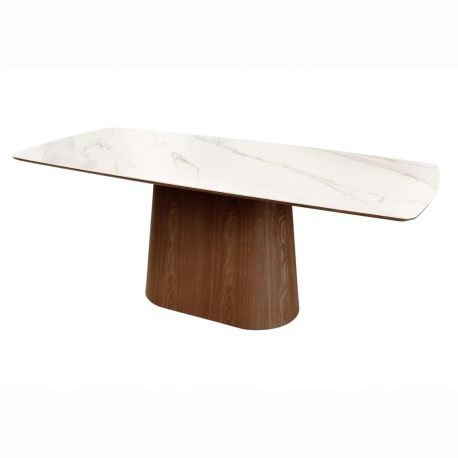 Mese dining - Masa sufragerie, Ceramica Alba, Furnir Nuc, UNIQUE 200cm A-45139 VC