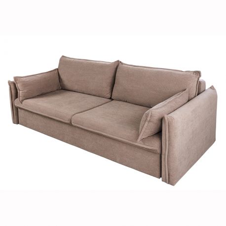 Canapele - Canapea extensibila, Catifea Raiata, Taupe, APARTMENT 215cm A-44502 VC