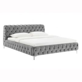 Paturi - Pat elegant tapitat cu catifea gri MODERN BAROCK 160x200cm A-46161 VC