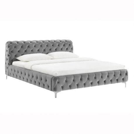 Paturi - Pat elegant tapitat cu catifea gri MODERN BAROCK 160x200cm A-46161 VC