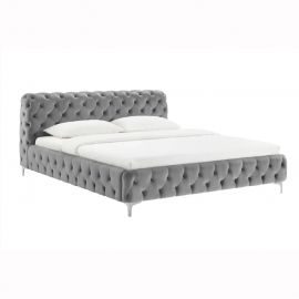 Paturi - Pat elegant tapitat cu catifea gri MODERN BAROCK 180x200cm A-46162 VC
