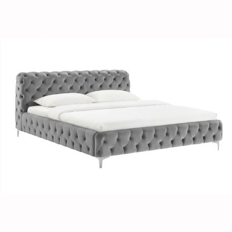 Paturi - Pat elegant tapitat cu catifea gri MODERN BAROCK 180x200cm A-46162 VC