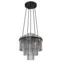 Lustra suspendata, Metal Negru, Sticla Fumurie, GORLEY 15698H2 GL