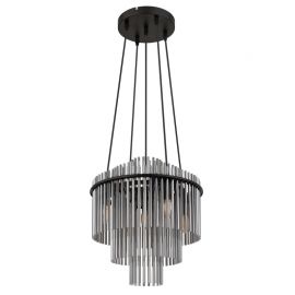 Lustra suspendata, Metal Negru, Sticla Fumurie, GORLEY 15698H2 GL