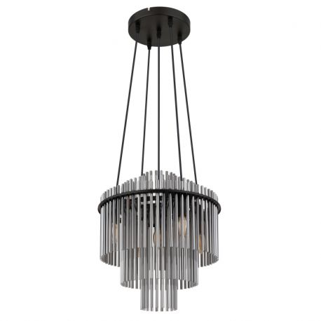 Pendule, Lustre suspendate - Lustra suspendata, Metal Negru, Sticla Fumurie, GORLEY 15698H2 GL
