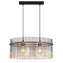Lustra suspendata, Metal Negru, Sticla Fumurie, GORLEY 15698H3 GL