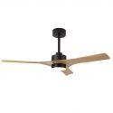 Lustra LED CCT cu ventilator si telecomanda THAI negru/ aspect lemn MA-8716