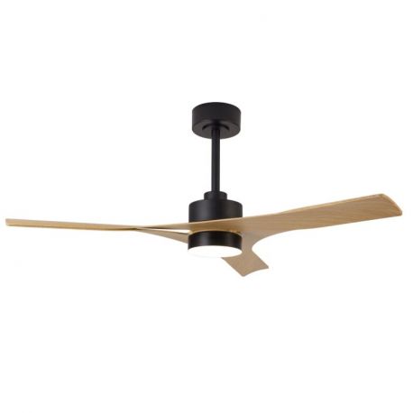 Lustre cu ventilator - Lustra LED CCT cu ventilator si telecomanda THAI negru/ aspect lemn MA-8716