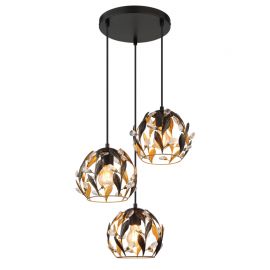 Lustra neagra din metal cu 3 pendule MIKA