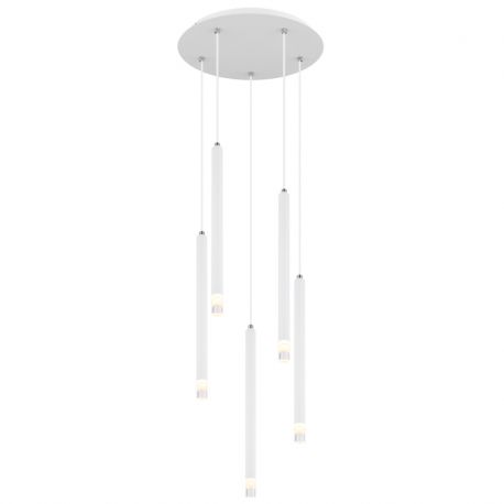 Pendule, Lustre suspendate - Lustra cu 5 Pendule metal alb RYAN pentru living