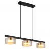 Lustra suspendata din metal negru cu sticla chihlimbar HIGGINS 3L
