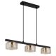 Pendule, Lustre suspendate - Lustra suspendata din metal negru cu sticla chihlimbar HIGGINS 3L