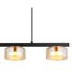 Pendule, Lustre suspendate - Lustra suspendata din metal negru cu sticla chihlimbar HIGGINS 3L