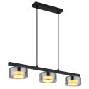 Lustra suspendata din metal negru cu sticla fumurie HIGGINS 3L