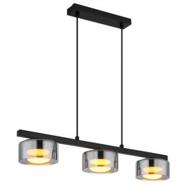 Pendule, Lustre suspendate - Lustra suspendata din metal negru cu sticla fumurie HIGGINS 3L