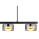 Pendule, Lustre suspendate - Lustra suspendata din metal negru cu sticla fumurie HIGGINS 3L