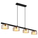 Lustra suspendata din metal negru cu sticla chihlimbar HIGGINS 4L