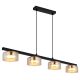 Lustra suspendata din metal negru cu sticla chihlimbar HIGGINS 4L