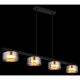 Pendule, Lustre suspendate - Lustra suspendata din metal negru cu sticla chihlimbar HIGGINS 4L